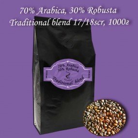 Traditional  blend (70% Arabica, 30% Robusta) 17/18 scr зернова кава 1000г. БЕЗКОШТОВНА ДОСТАВКА від 1кг!